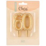 Свеча-цифра 60 Юбилейные шарики, Золото