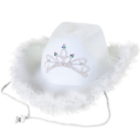 Шляпа, Кантри Гламур, с перьями и короной, фетр, Белый