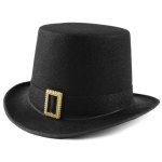 Шляпа Цилиндр, с золотой пряжкой, Черный, Честный знак