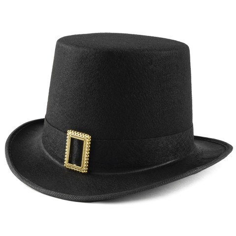 Шляпа Цилиндр, с золотой пряжкой, Черный, Честный знак