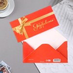 Конверт для денег "Поздравляем!" золотой бант, красный