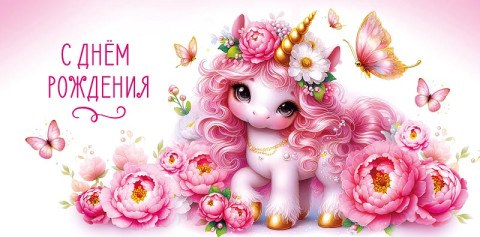 Конверт для денег С Днем Рождения, волшебный единорог